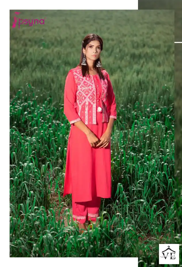 Psyna Punjabi Kudi Rayon 14 Kg Wholesale Kurtis And Jacket With Bottom Catalog — Wholesale Kurtis, MPA wholesale from Surat - Gallery Image 3