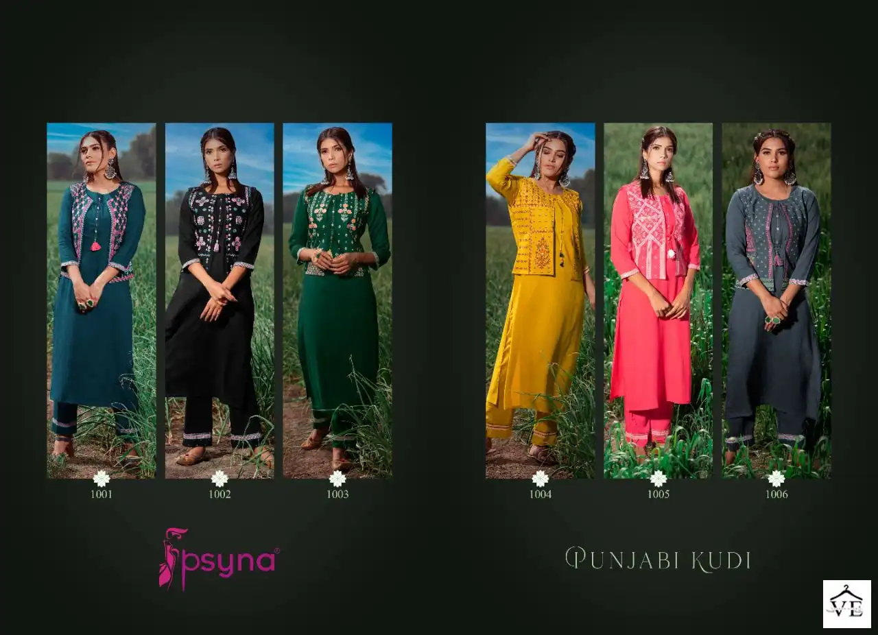 Psyna Punjabi Kudi Rayon 14 Kg Wholesale Kurtis And Jacket With Bottom Catalog — Wholesale Kurtis, MPA wholesale from Surat — view 7