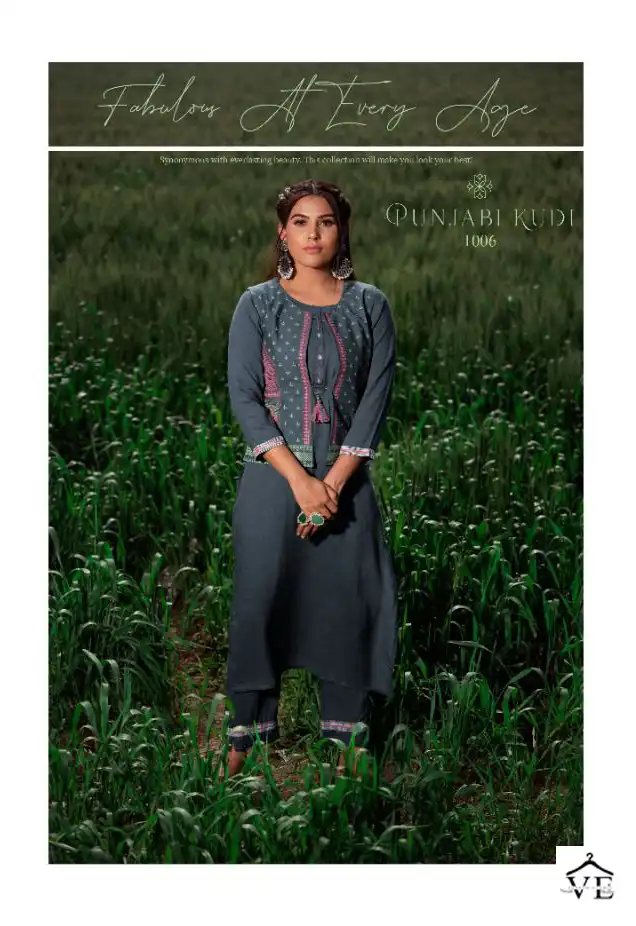 Psyna Punjabi Kudi Rayon 14 Kg Wholesale Kurtis And Jacket With Bottom Catalog — Wholesale Kurtis, MPA wholesale from Surat - Gallery Image 4