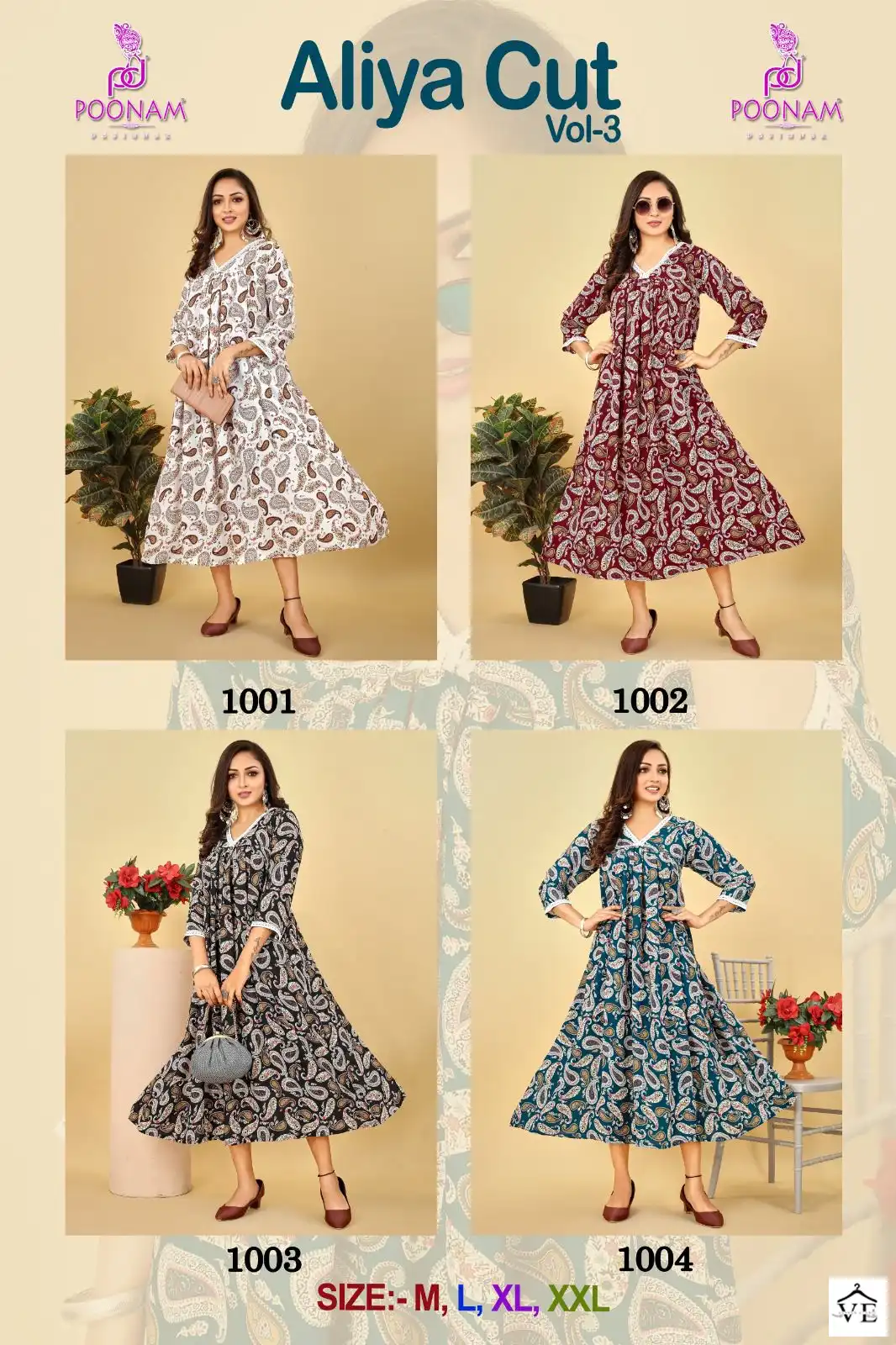 Poonam Aliya Cut Vol 3 Rayon Wholesale Long Kurti Catalog — Wholesale Kurtis, MPA wholesale from Surat — view 5
