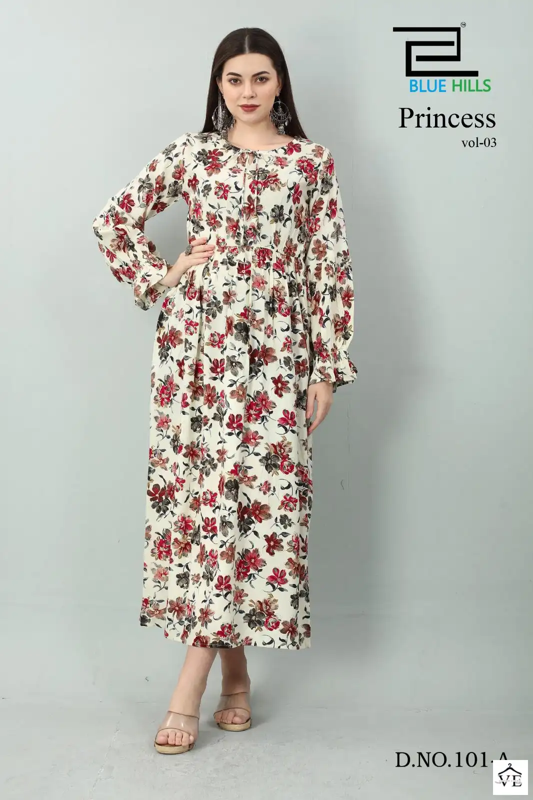 Blue Hills Princess Vol 3 Premium 14 Rayon Mill Print Wholesale Long Kurtis Catalog — Wholesale Kurtis, MPA wholesale from Surat - Gallery Image 2