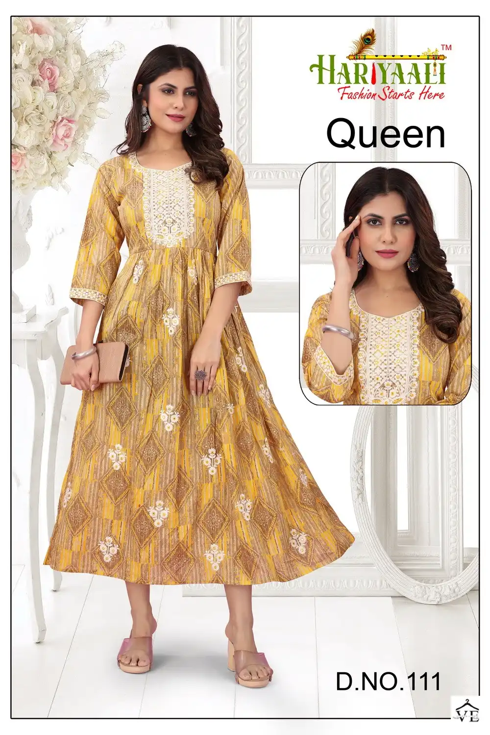 Hariyaali Queen Pure Mal Mal Wholesale Kurti Size Set Catalog — Wholesale Kurtis, MPA wholesale from Surat - Gallery Image 9
