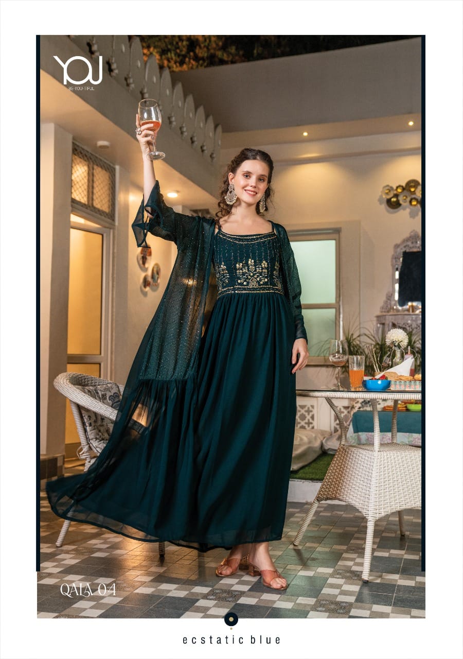 Vardan Ethnic Qala Georgette Wholesale Long Gowns Catalog — Wholesale Kurtis, MPA wholesale from Surat - Gallery Image 2