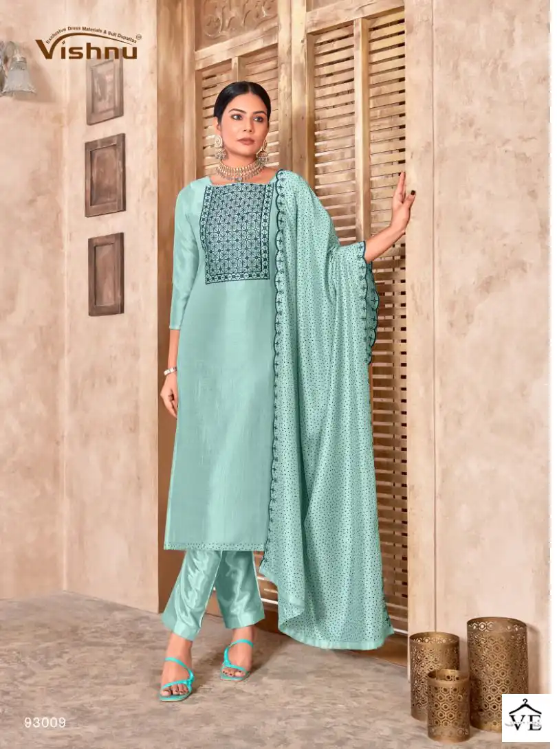 Vishnu Resham Silk Wholesale Designer Work Salwar Suit Catalog — Wholesale Salwar Suits, MPA wholesale from Surat - Gallery Image 9