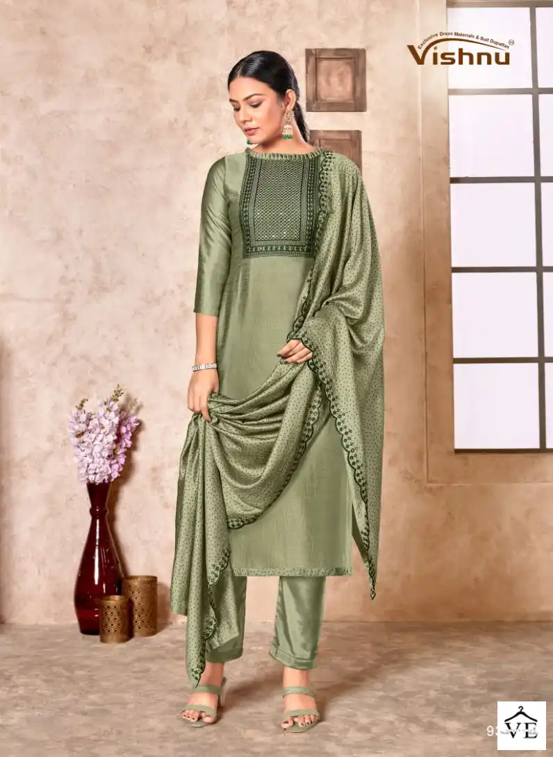 Vishnu Resham Silk Wholesale Designer Work Salwar Suit Catalog — Wholesale Salwar Suits, MPA wholesale from Surat - Gallery Image 4