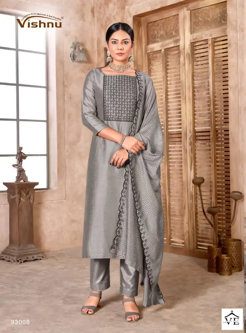 Vishnu Resham Silk Wholesale Designer Work Salwar Suit Catalog — Wholesale Salwar Suits, MPA wholesale from Surat - Gallery Image 5