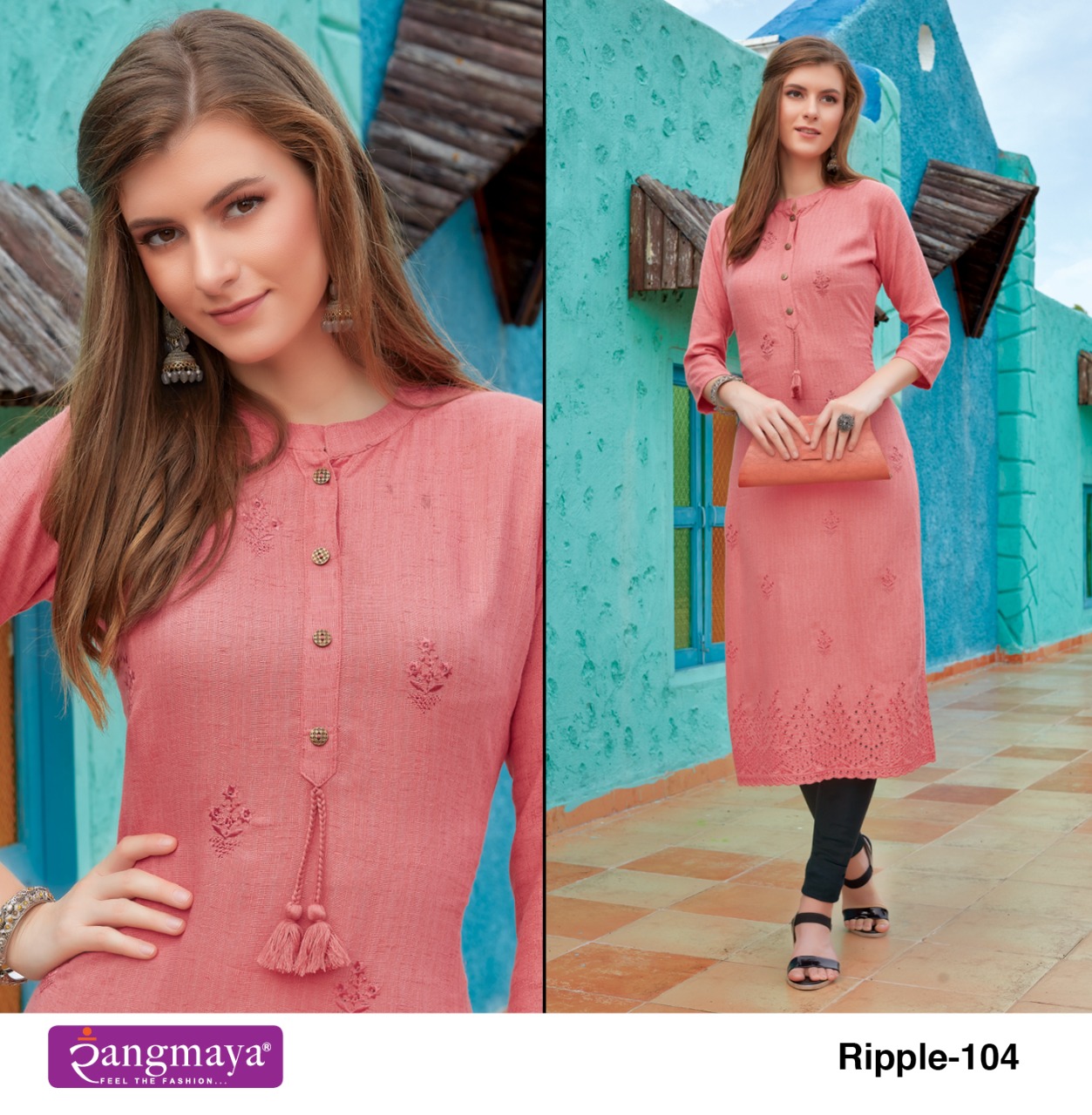 Rangmaya Ripple Rayon Wholesale Fancy Straight Kurtis  Catalog — Wholesale Kurtis, Rangmaya wholesale from Surat — view 4