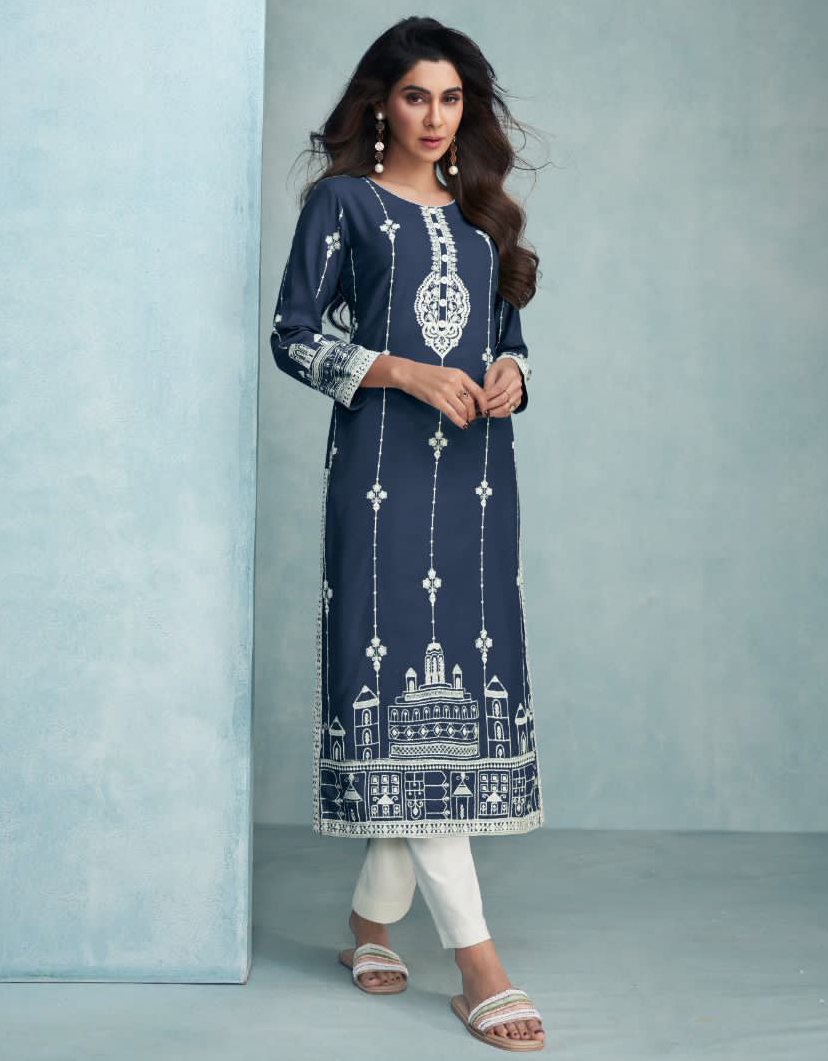 Vamika Nx Rooh Vol 6 Dark Color Pure Reyon Viscos Wholesale Designer Kurti With Pant Catalog — Wholesale Kurtis, MPA wholesale from Surat — view 1