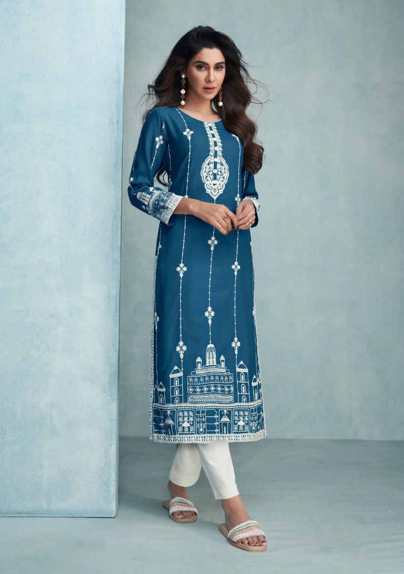 Vamika Nx Rooh Vol 6 Dark Color Pure Reyon Viscos Wholesale Designer Kurti With Pant Catalog — Wholesale Kurtis, MPA wholesale from Surat - Gallery Image 3