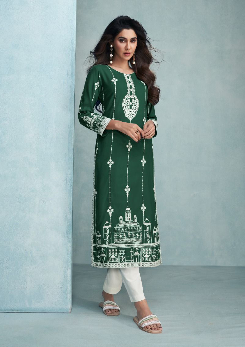 Vamika Nx Rooh Vol 6 Dark Color Pure Reyon Viscos Wholesale Designer Kurti With Pant Catalog — Wholesale Kurtis, MPA wholesale from Surat - Gallery Image 4
