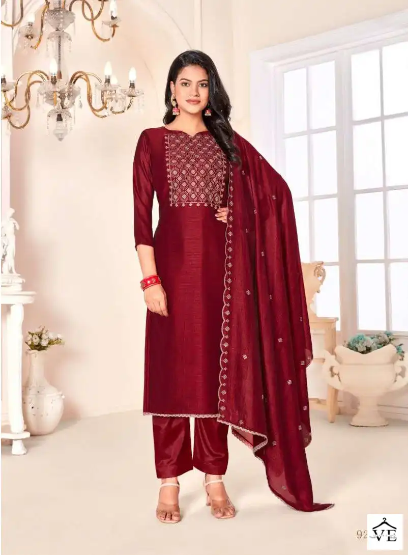 Vishnu Impex Rose Gold Vol 2 Vichitra Silk Wholesale Salwar Suit Catalog — Wholesale Salwar Suits, MPA wholesale from Surat - Gallery Image 3