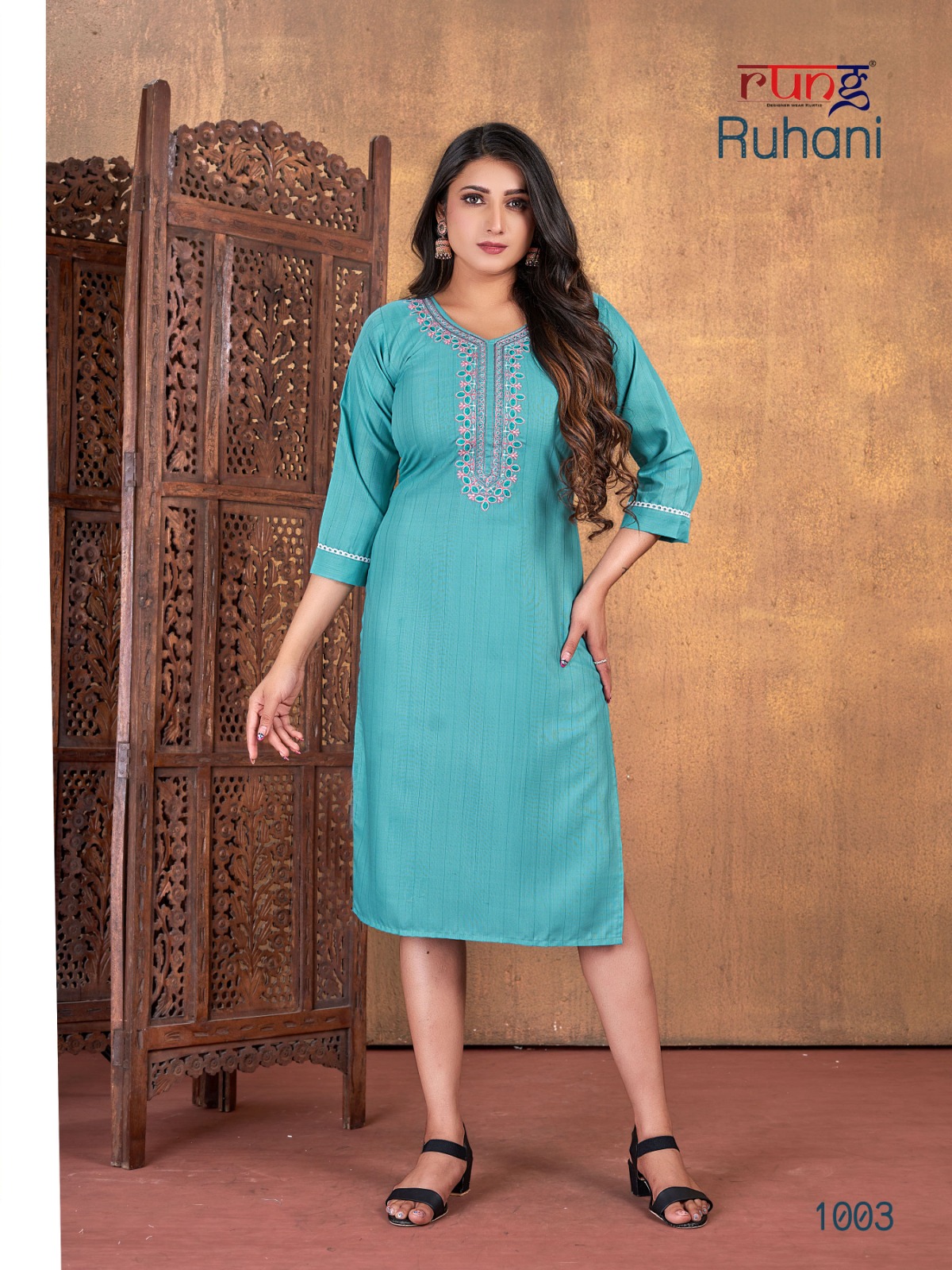 Rung Ruhani Heavy Wiving Linning Rayon Wholesale Kurtis Catalog — Wholesale Kurtis, MPA wholesale from Surat - Gallery Image 8