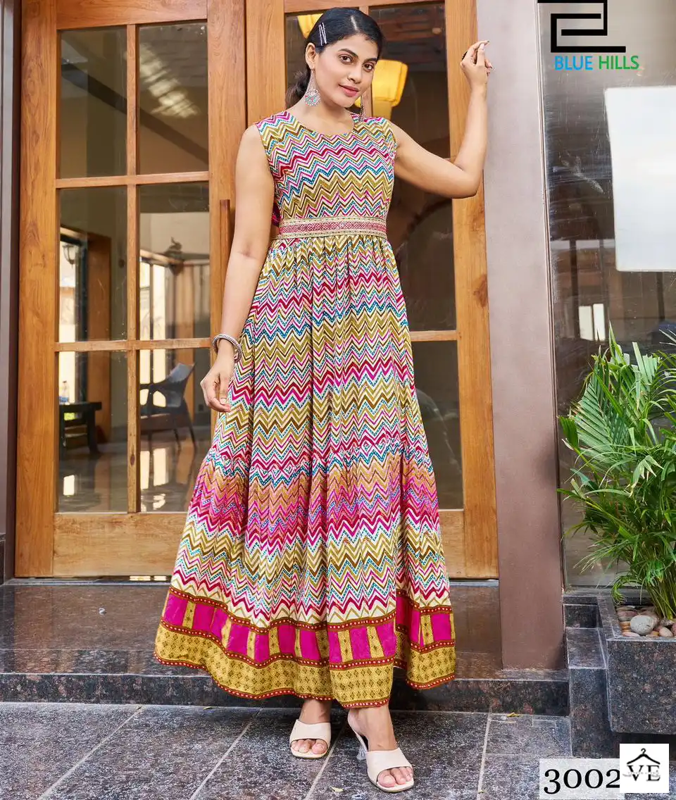 Blue Hills Rakhsha Bandhan Vol-3 Rayon Wholesale Long Gown Catalog — Wholesale Kurtis, MPA wholesale from Surat — view 1