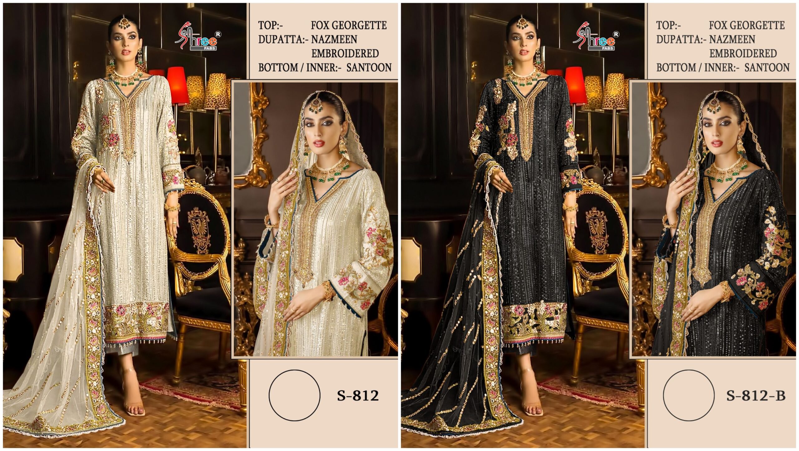 Shree Fab S 812 Georgette Wholesale Pakistani Salwar Suit Catalog — Wholesale Salwar Suits, MPA wholesale from Surat — view 9