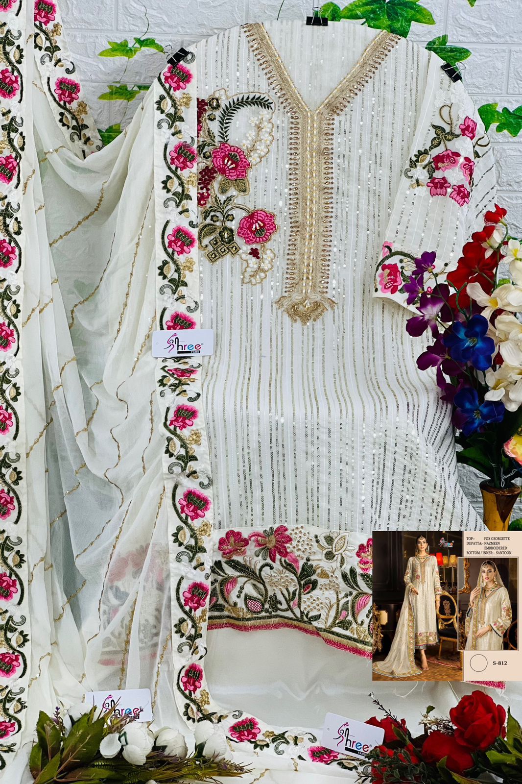 Shree Fab S 812 Georgette Wholesale Pakistani Salwar Suit Catalog — Wholesale Salwar Suits, MPA wholesale from Surat - Gallery Image 3