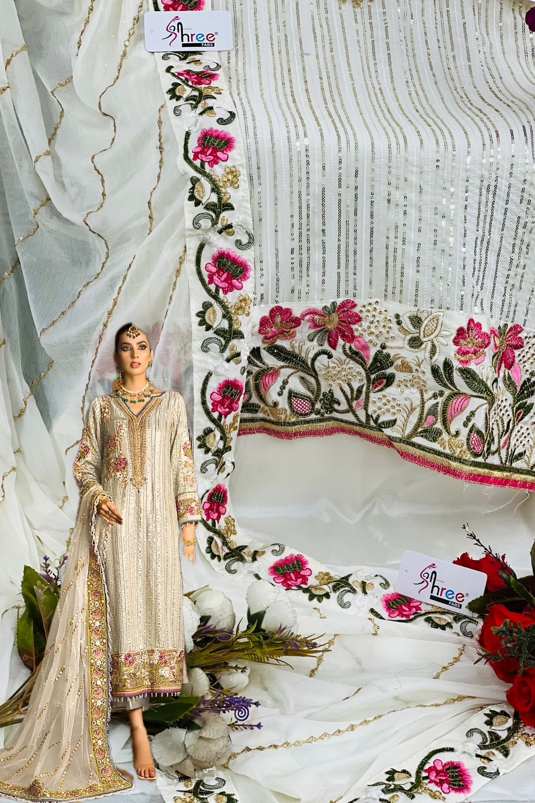 Shree Fab S 812 Georgette Wholesale Pakistani Salwar Suit Catalog — Wholesale Salwar Suits, MPA wholesale from Surat - Gallery Image 4