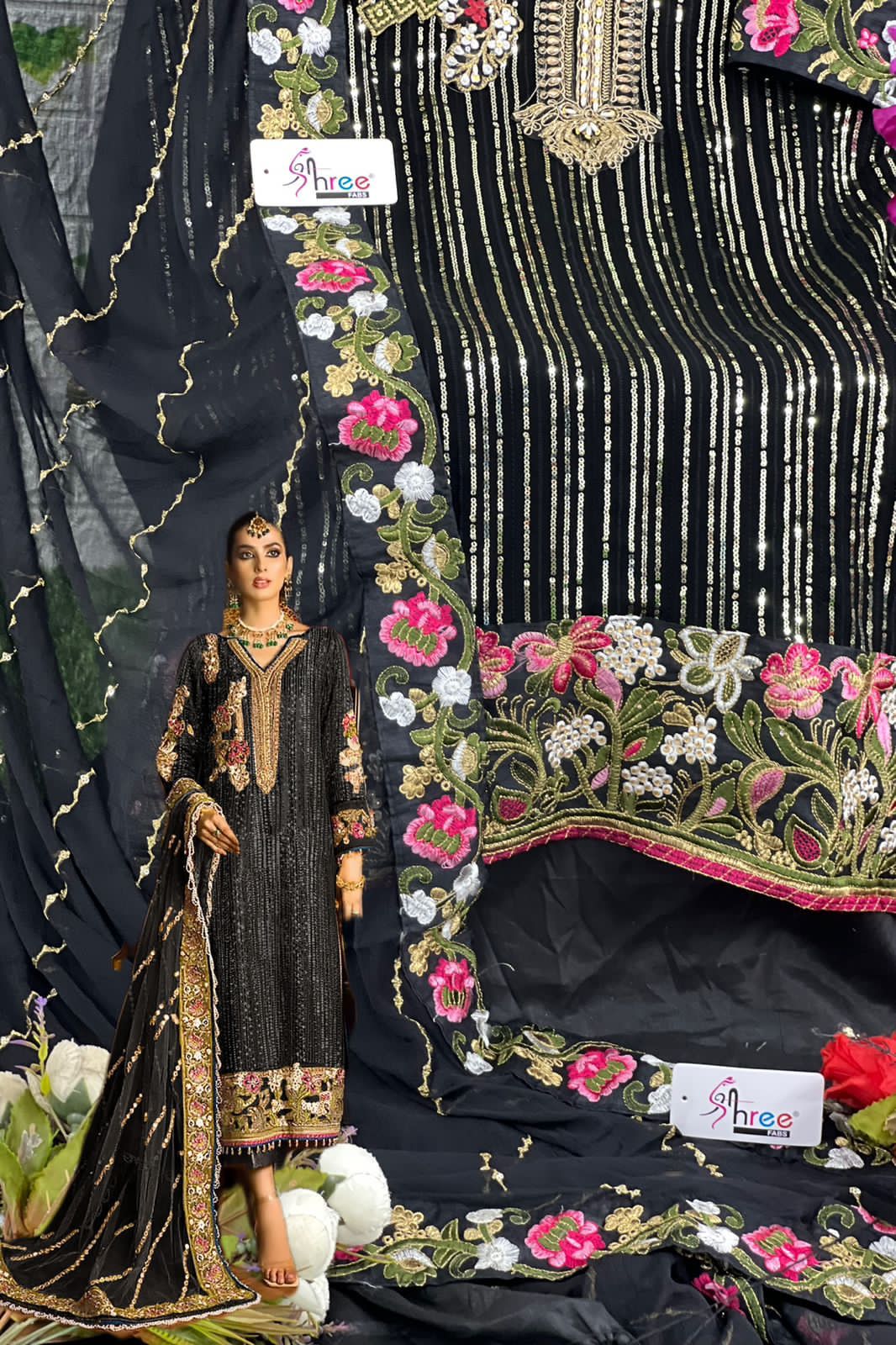 Shree Fab S 812 Georgette Wholesale Pakistani Salwar Suit Catalog — Wholesale Salwar Suits, MPA wholesale from Surat - Gallery Image 8