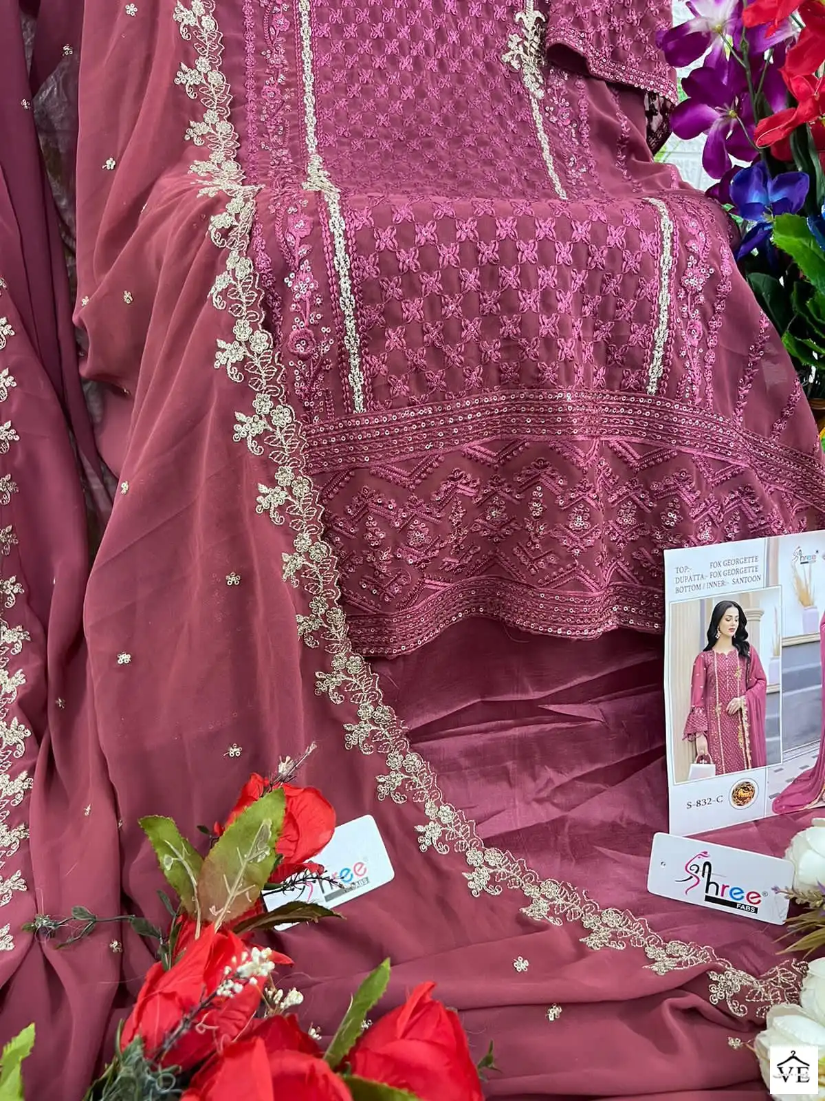 Shree Fab S 832 Faux Georgette Wholesale Pakistani Salwar Suit Catalog — Wholesale Salwar Suits, MPA wholesale from Surat - Gallery Image 5