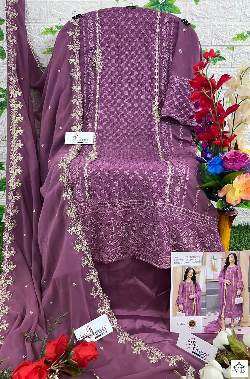 Shree Fab S 832 Faux Georgette Wholesale Pakistani Salwar Suit Catalog — Wholesale Salwar Suits, MPA wholesale from Surat - Gallery Image 6