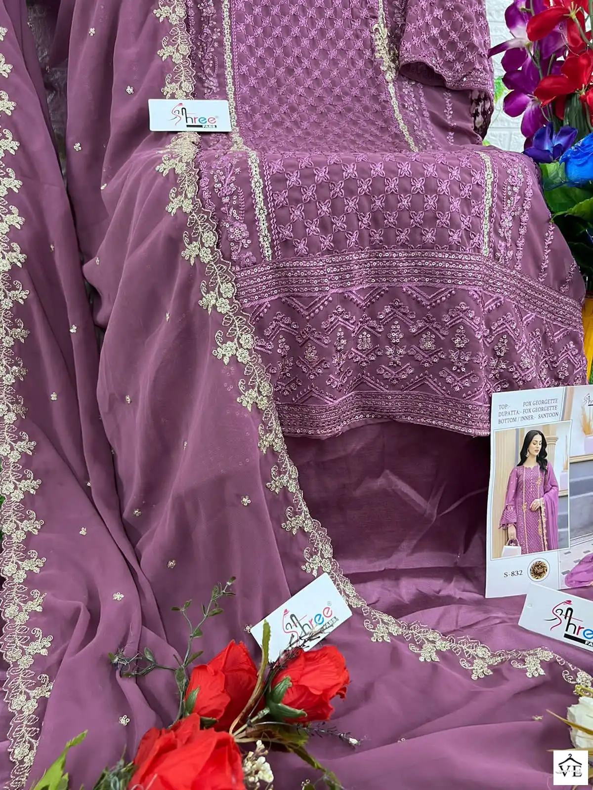 Shree Fab S 832 Faux Georgette Wholesale Pakistani Salwar Suit Catalog — Wholesale Salwar Suits, MPA wholesale from Surat - Gallery Image 7