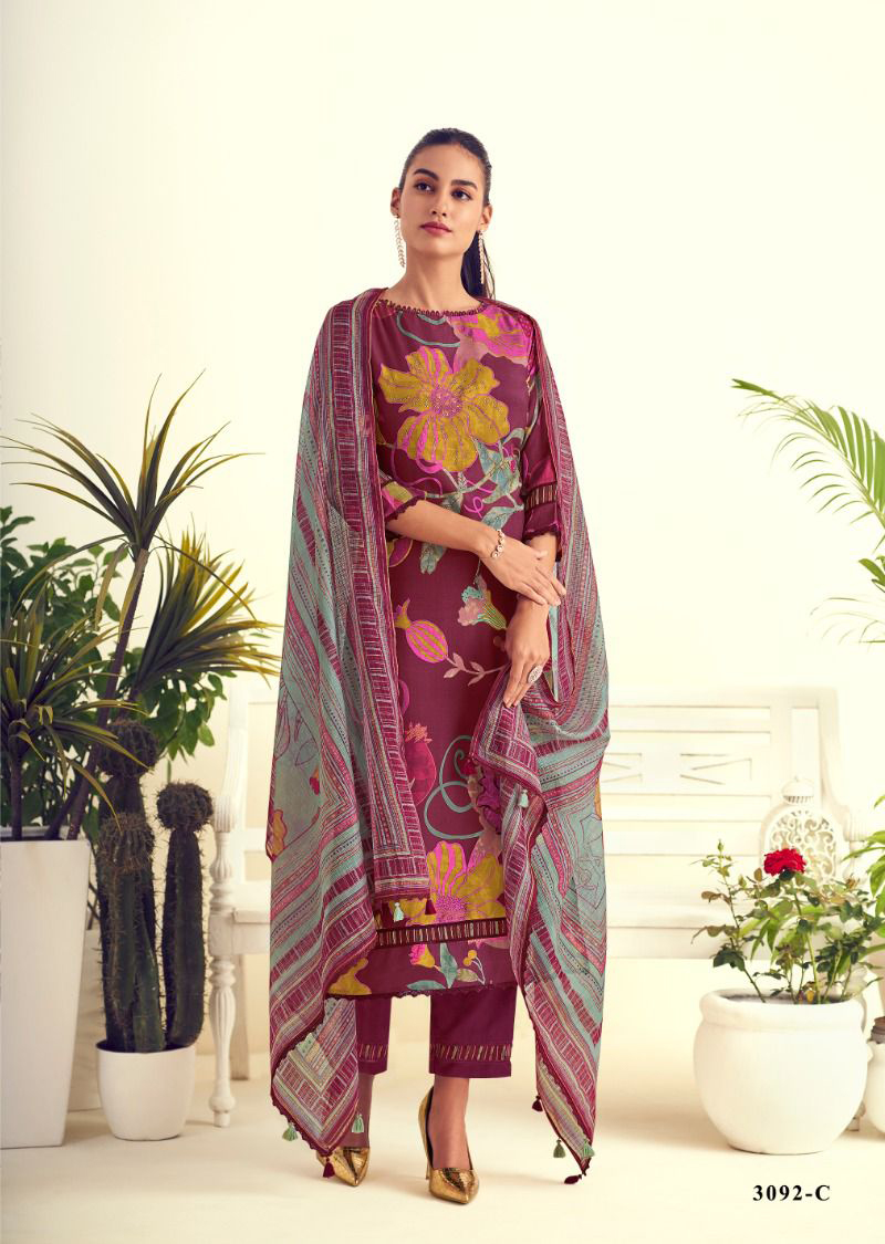 Jay Vijay Saavi 3092 Muslin Wholesale Designer Salwar Suit Catalog — Wholesale Salwar Suits, MPA wholesale from Surat - Gallery Image 3