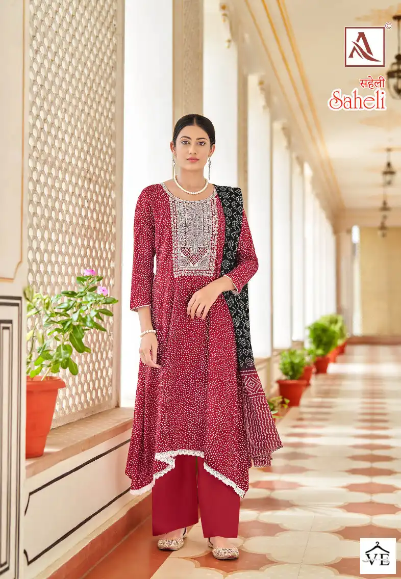 Alok Suits Saheli Rayon Wholesale Fancy Salwar Suit Catalog — Wholesale Salwar Suits, MPA wholesale from Surat - Gallery Image 3