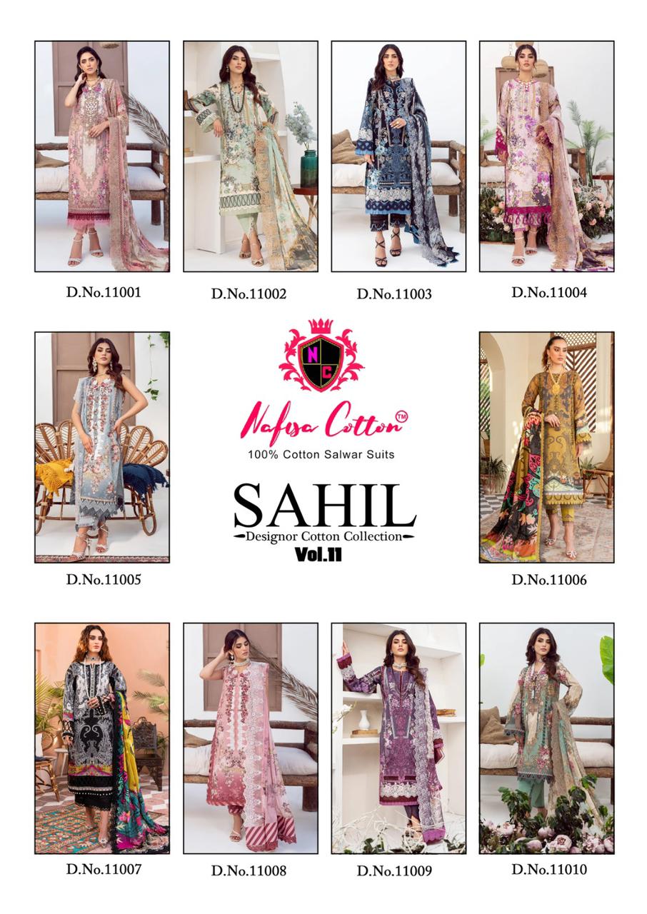 Nafisa Sahil Designer Cotton Collection Vol 11 Cotton Wholesale Pakistani Salwar Suit Catalog — Wholesale Salwar Suits, MPA wholesale from Surat — view 11