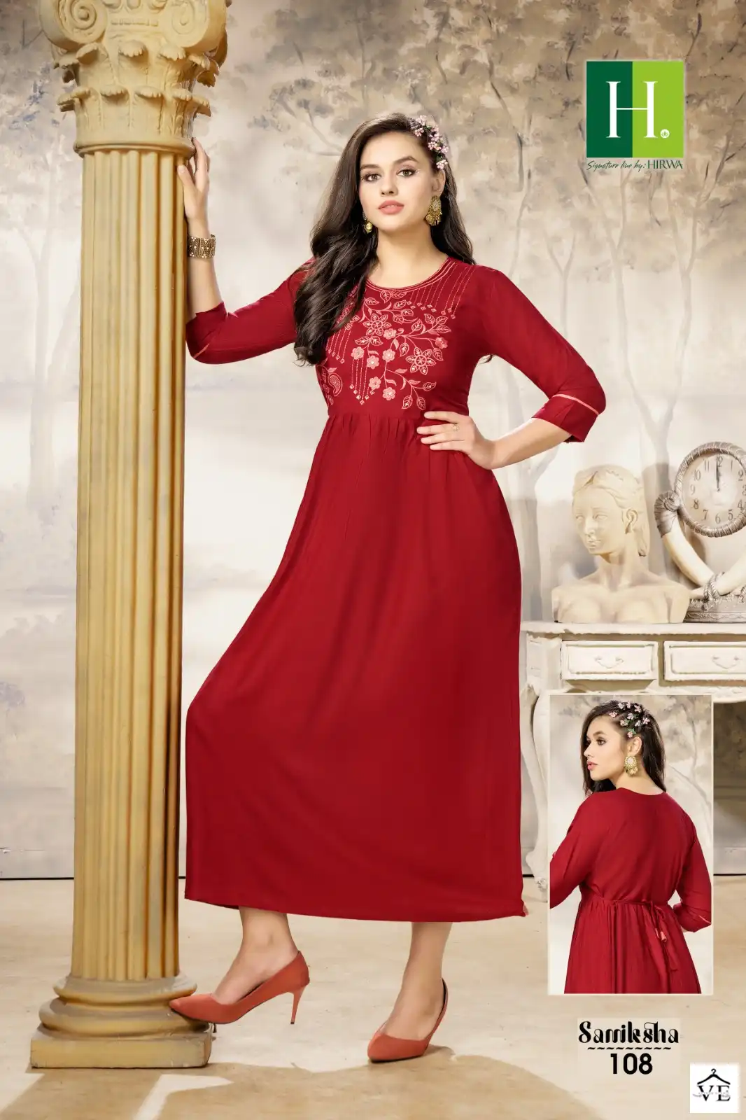 Hirwa Samiksha Heavy Rayon Slub Wholesale A-Line Kurti Catalog — Wholesale Kurtis, MPA wholesale from Surat - Gallery Image 7