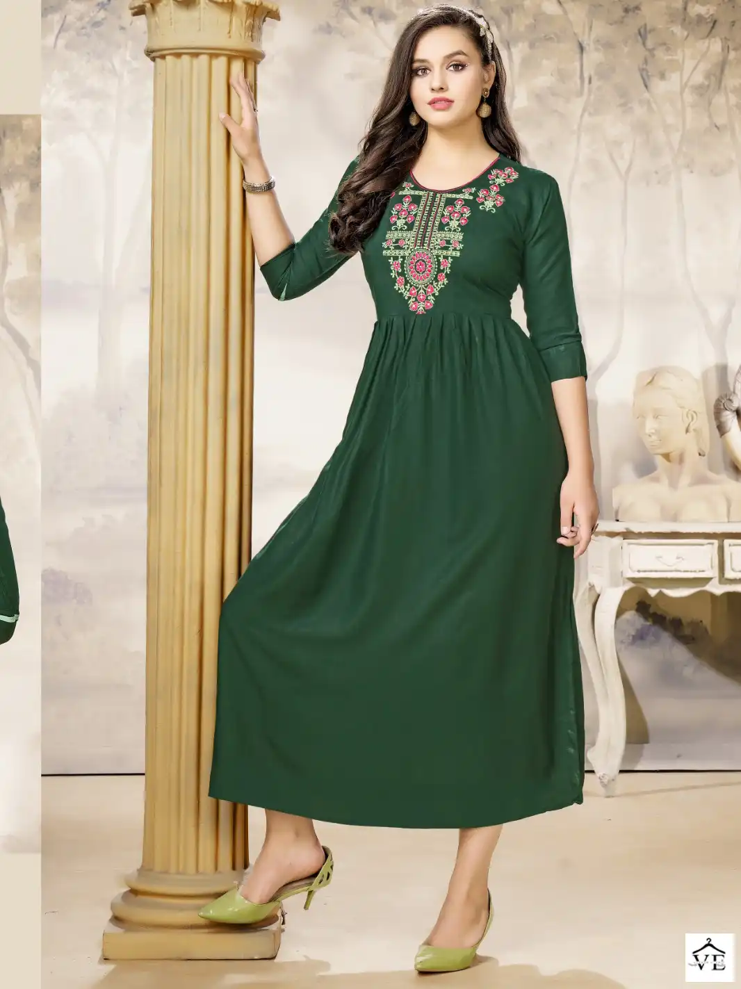 Hirwa Samiksha Heavy Rayon Slub Wholesale A-Line Kurti Catalog — Wholesale Kurtis, MPA wholesale from Surat — view 1