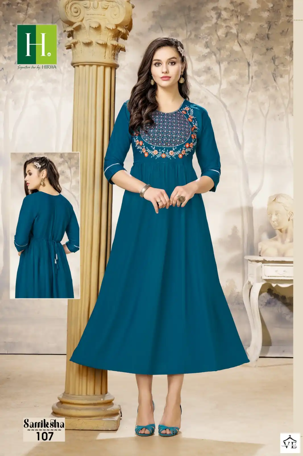 Hirwa Samiksha Heavy Rayon Slub Wholesale A-Line Kurti Catalog — Wholesale Kurtis, MPA wholesale from Surat - Gallery Image 3