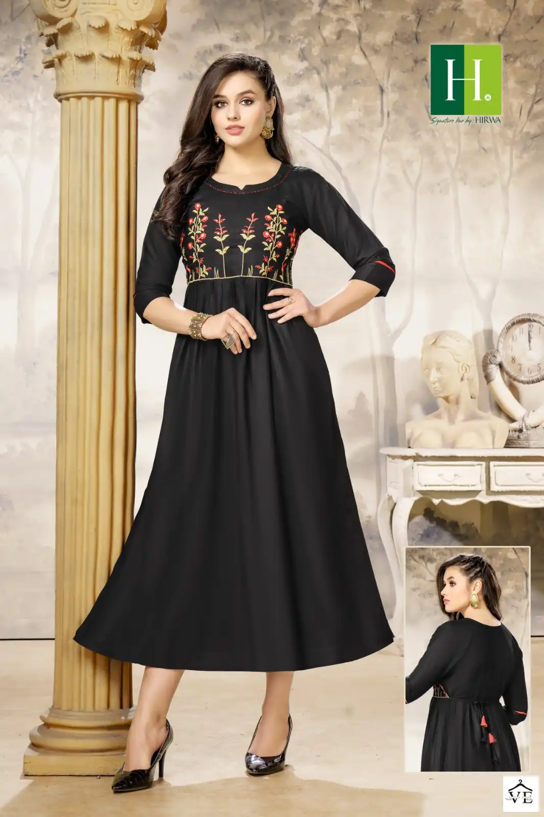 Hirwa Samiksha Heavy Rayon Slub Wholesale A-Line Kurti Catalog — Wholesale Kurtis, MPA wholesale from Surat - Gallery Image 4