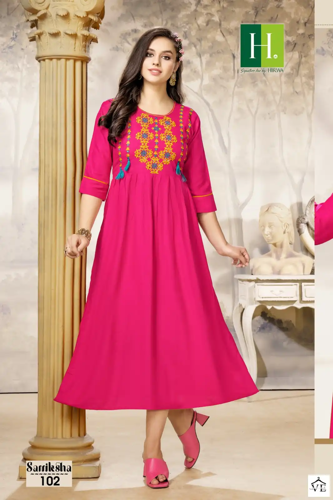 Hirwa Samiksha Heavy Rayon Slub Wholesale A-Line Kurti Catalog — Wholesale Kurtis, MPA wholesale from Surat - Gallery Image 5