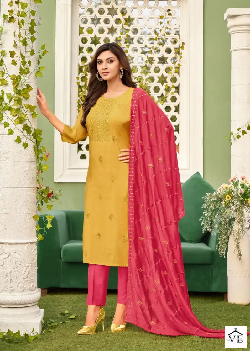 Kapil Trendz Seona Viscose Poly Silk Wholesale Readymade Suits Catalog — Wholesale Salwar Suits, MPA wholesale from Surat - Gallery Image 4