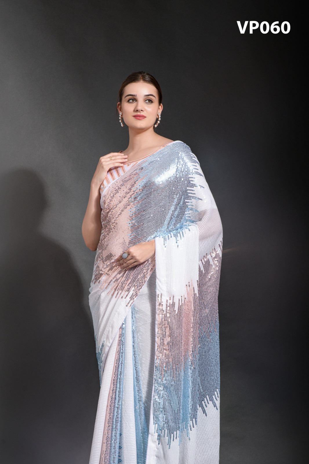 Vardan Ethnic Sequin Chadar Heavy Georgette Wholesale Fancy Sarees Catalog — Wholesale Sarees, MPA wholesale from Surat — view 7