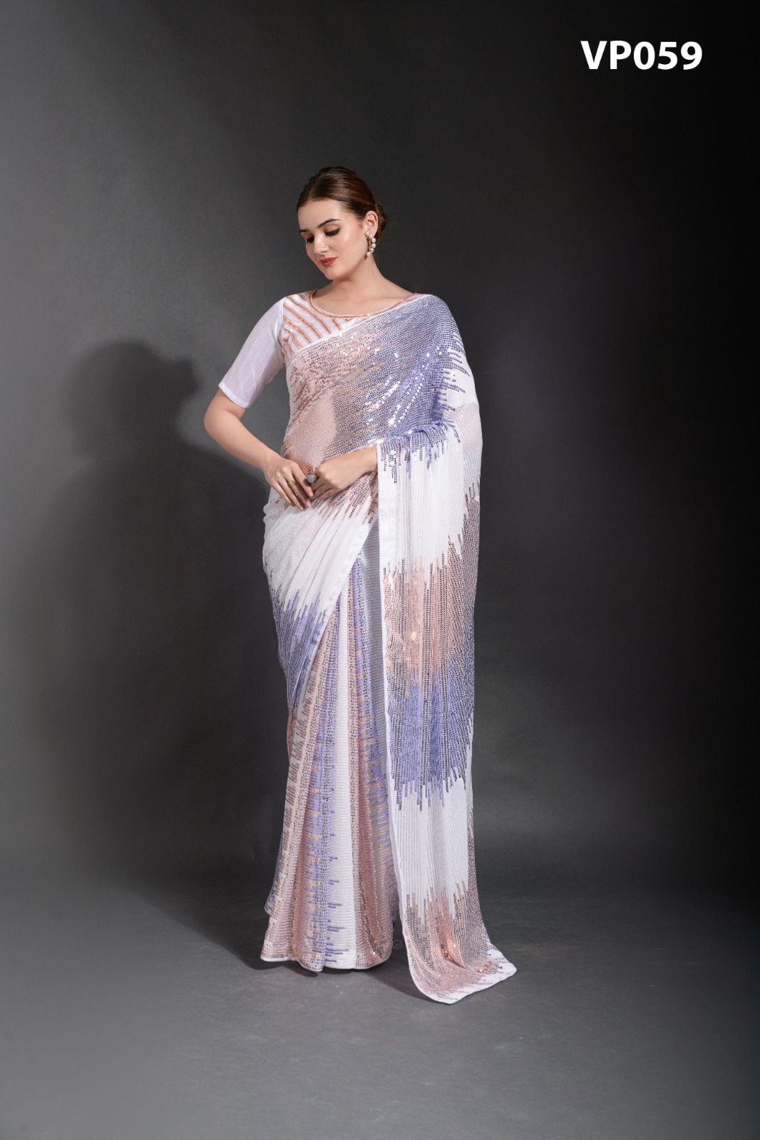 Vardan Ethnic Sequin Chadar Heavy Georgette Wholesale Fancy Sarees Catalog — Wholesale Sarees, MPA wholesale from Surat - Gallery Image 3