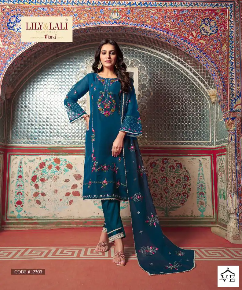 Lily & Lali Shahnaz Pure Organza Wholesale Readymade Suits Catalog - Image 4