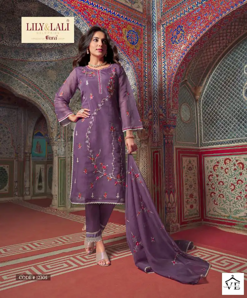 Lily & Lali Shahnaz Pure Organza Wholesale Readymade Suits Catalog - Image 5