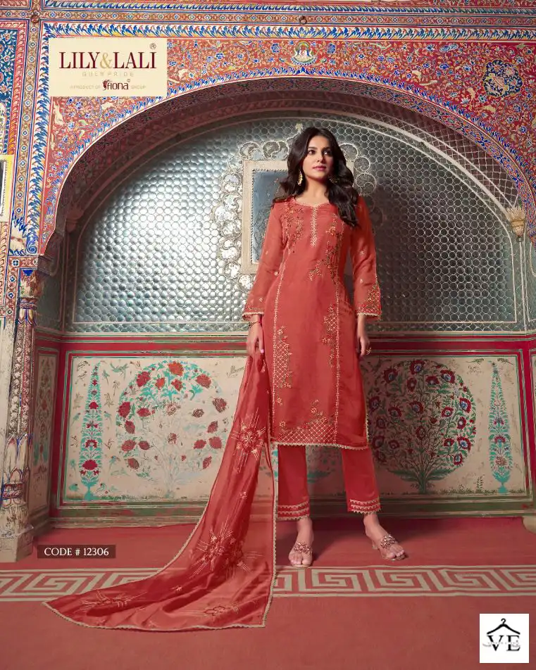 Lily & Lali Shahnaz Pure Organza Wholesale Readymade Suits Catalog - Image 6