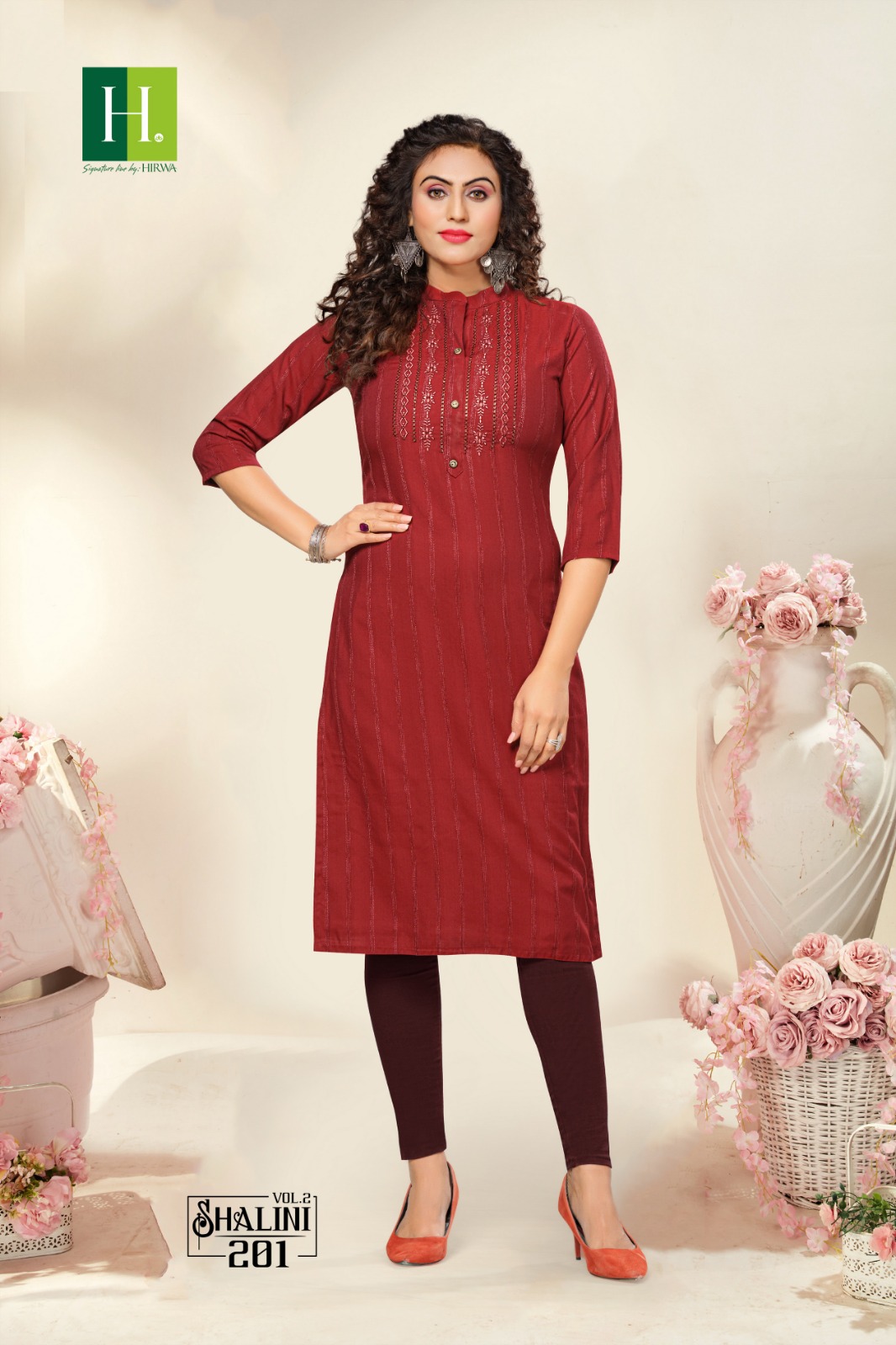 Hirwa Shalini Vol 2 Fancy Rayon Dobby Wholesale Kurtis Catalog — Wholesale Kurtis, MPA wholesale from Surat - Gallery Image 2
