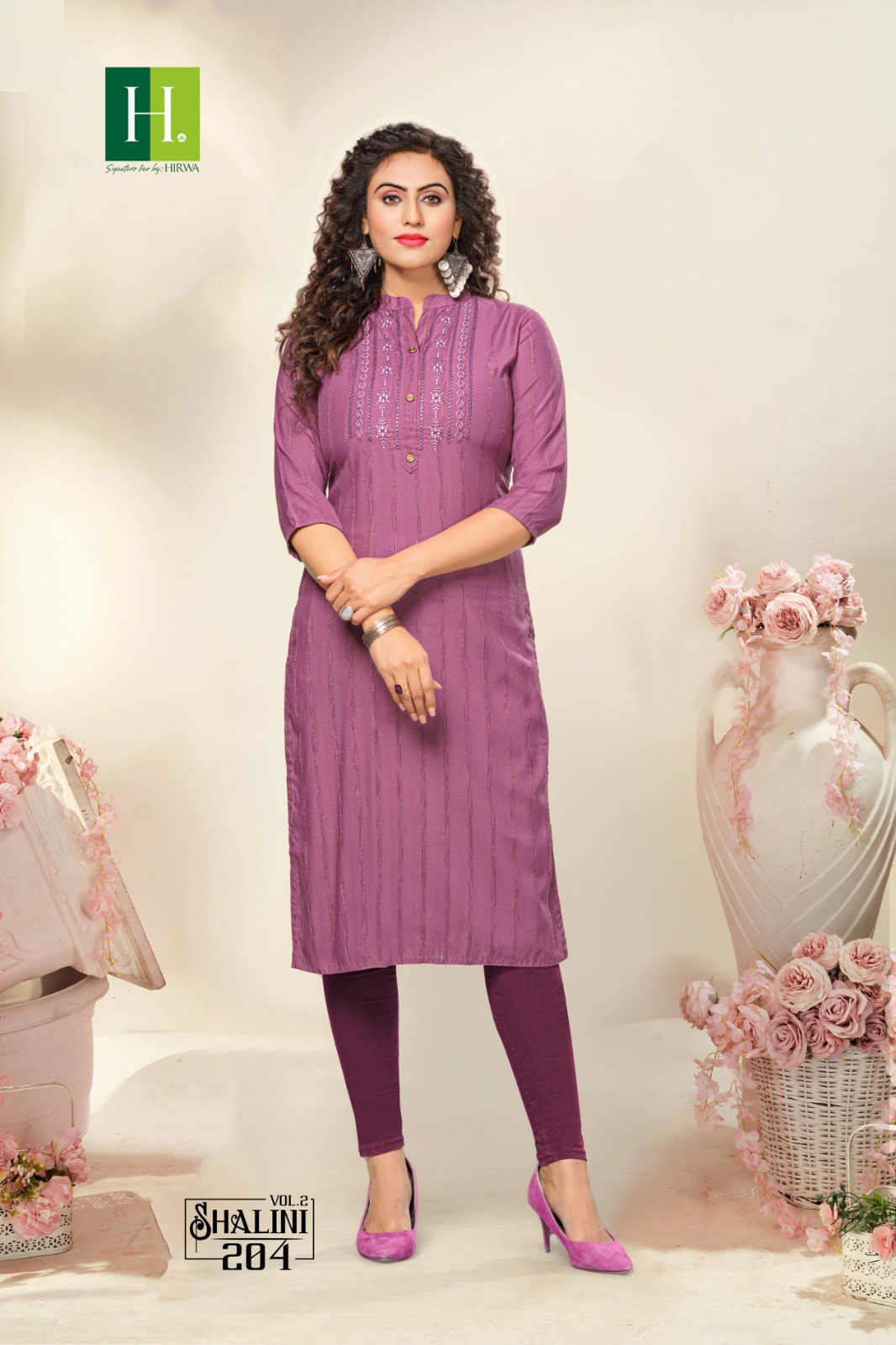 Hirwa Shalini Vol 2 Fancy Rayon Dobby Wholesale Kurtis Catalog — Wholesale Kurtis, MPA wholesale from Surat - Gallery Image 3