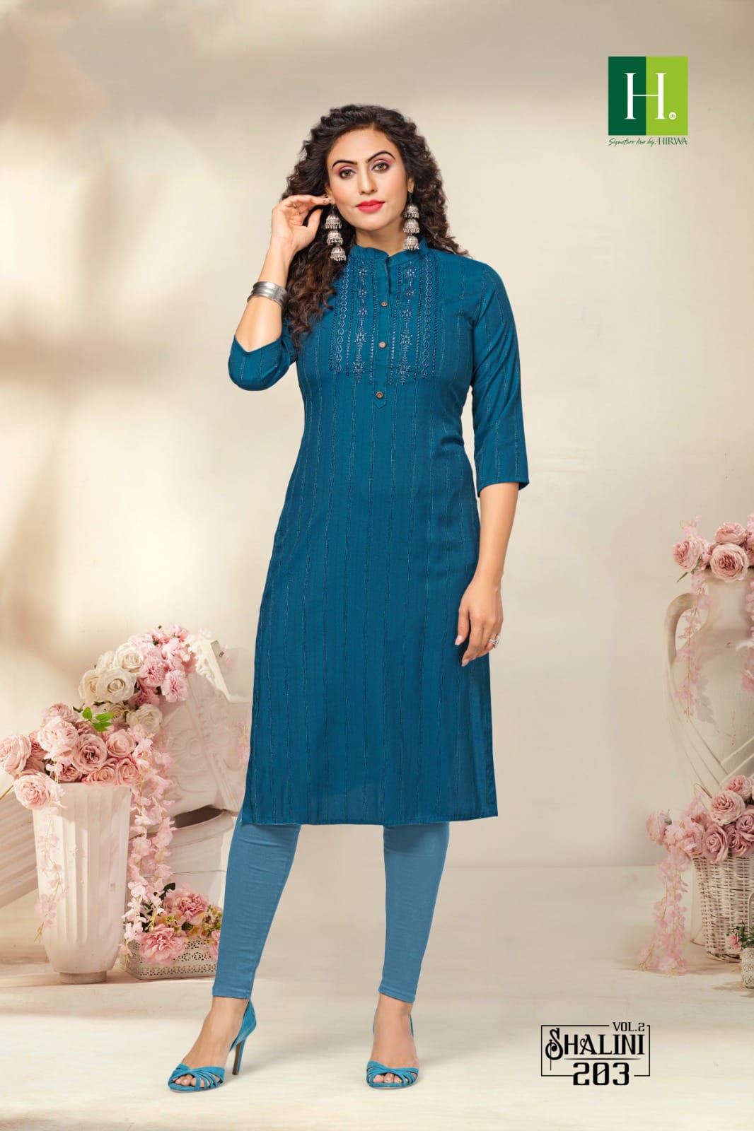Hirwa Shalini Vol 2 Fancy Rayon Dobby Wholesale Kurtis Catalog — Wholesale Kurtis, MPA wholesale from Surat - Gallery Image 4