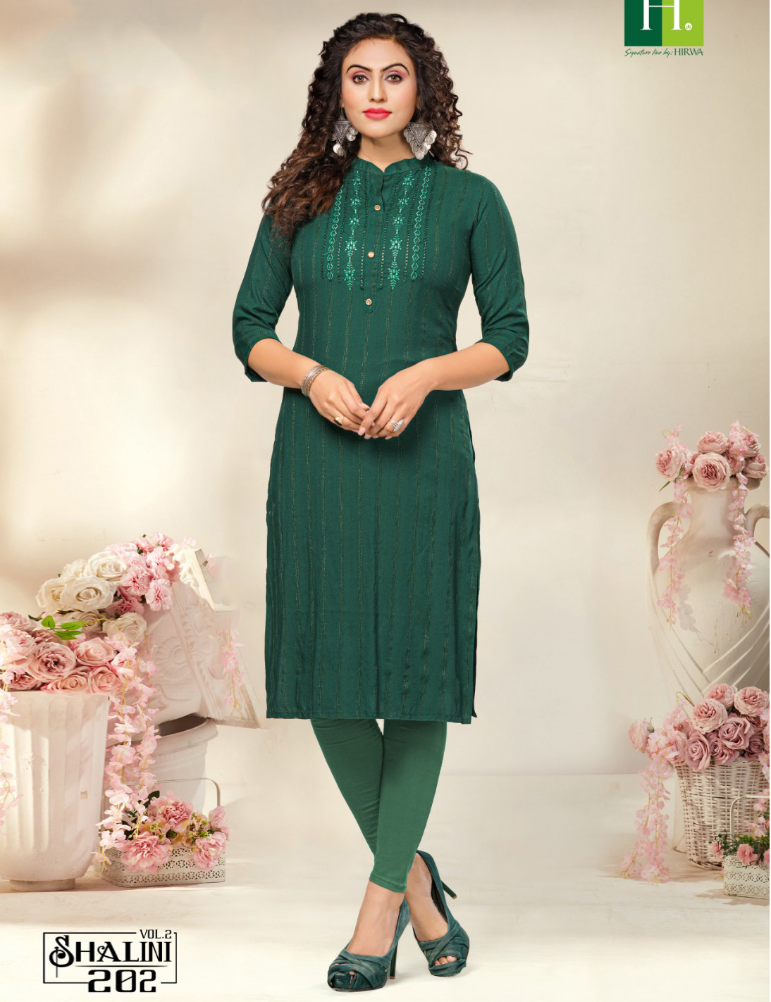 Hirwa Shalini Vol 2 Fancy Rayon Dobby Wholesale Kurtis Catalog — Wholesale Kurtis, MPA wholesale from Surat — view 1