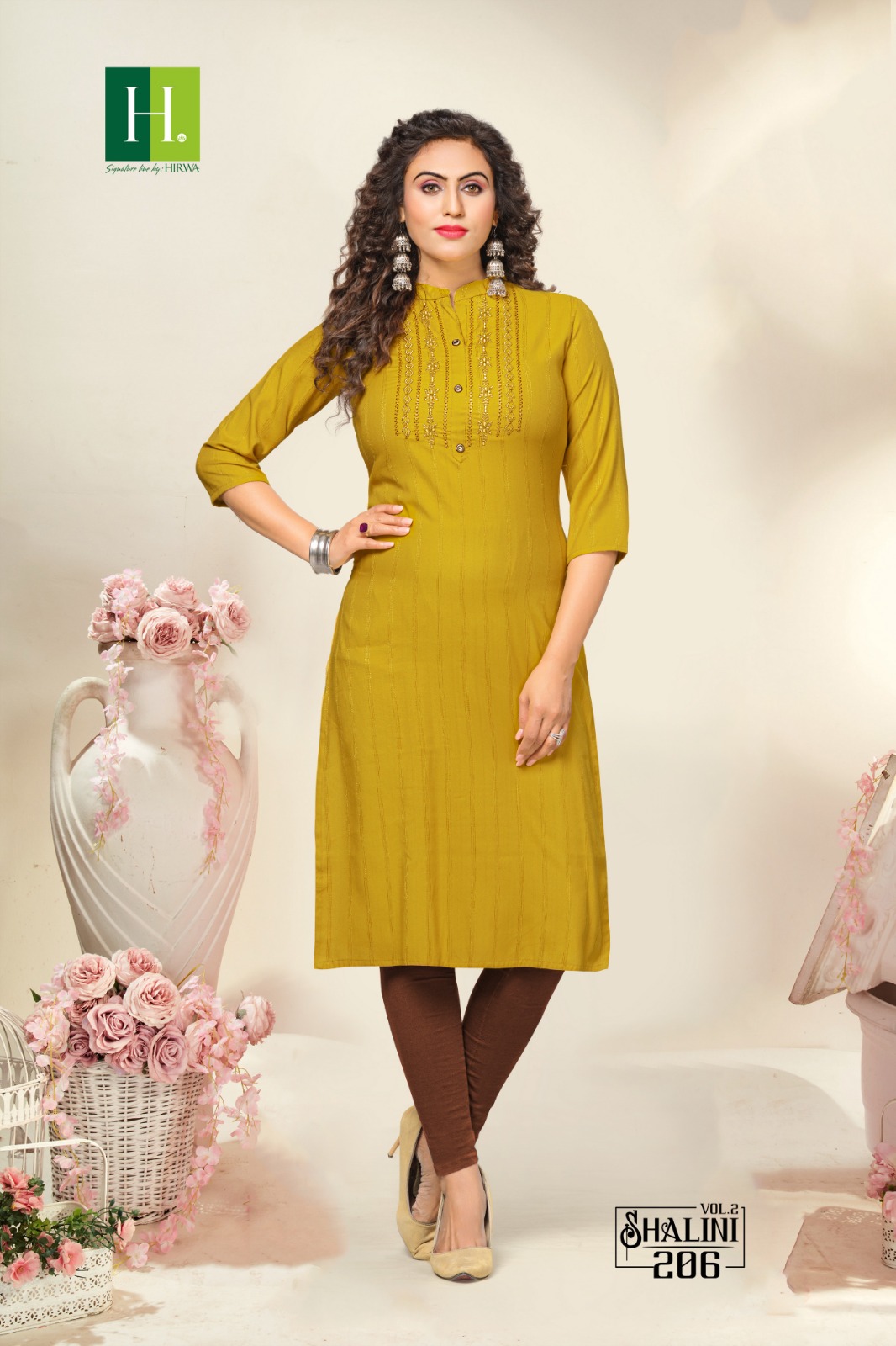 Hirwa Shalini Vol 2 Fancy Rayon Dobby Wholesale Kurtis Catalog — Wholesale Kurtis, MPA wholesale from Surat - Gallery Image 5