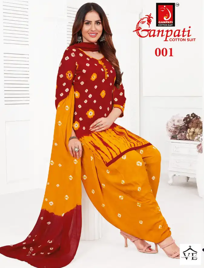 Ganpati Shibori Special Cotton Wholesale Salwar Suit Catalog — Wholesale Salwar Suits, Ganpati wholesale from Surat — view 1
