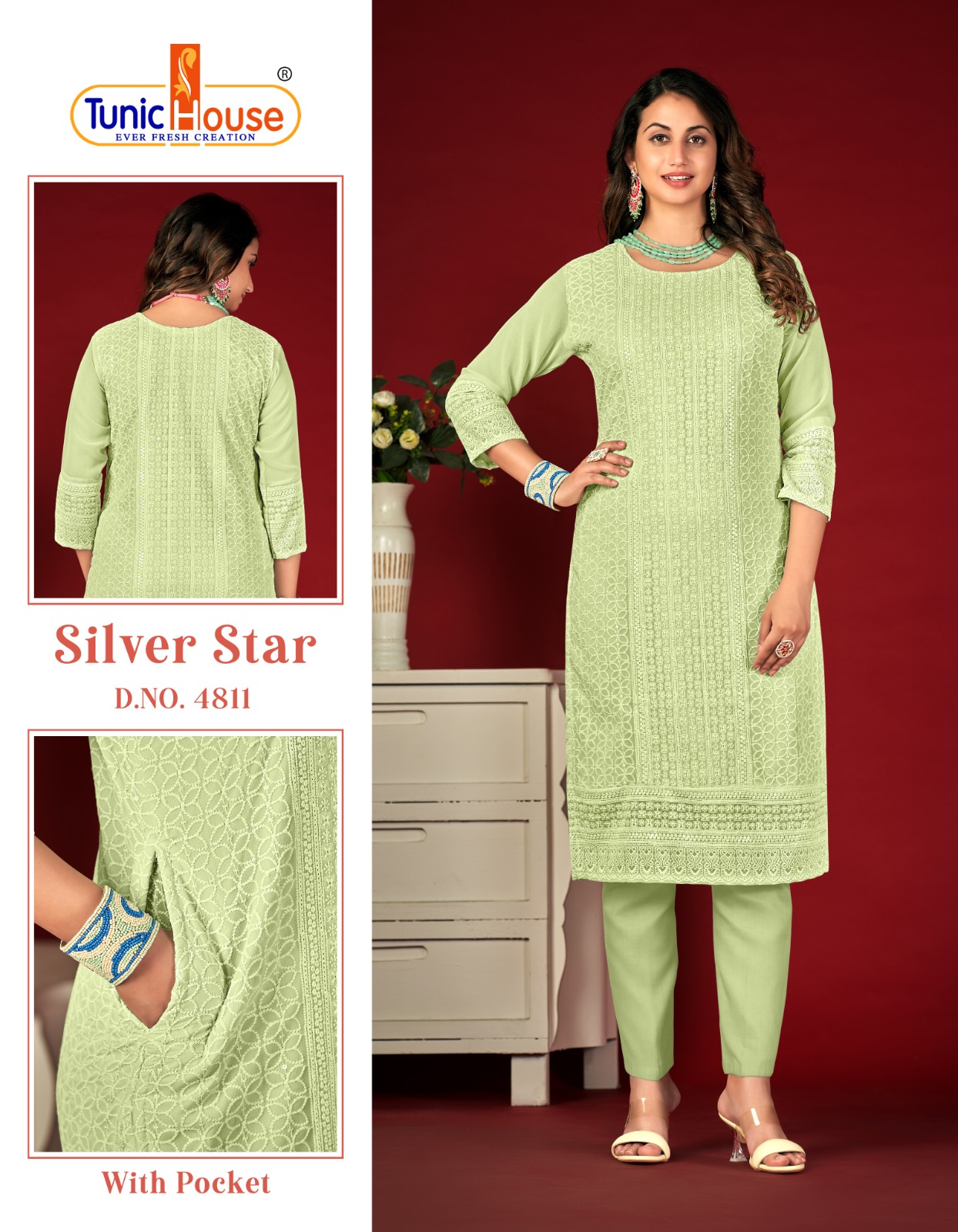 Tunic House Silver Star Georgette Wholesale Designer Fancy Kurtis Catalog — Wholesale Kurtis, MPA wholesale from Surat - Gallery Image 9