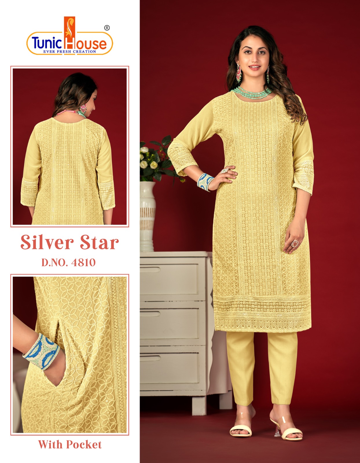 Tunic House Silver Star Georgette Wholesale Designer Fancy Kurtis Catalog — Wholesale Kurtis, MPA wholesale from Surat - Gallery Image 10