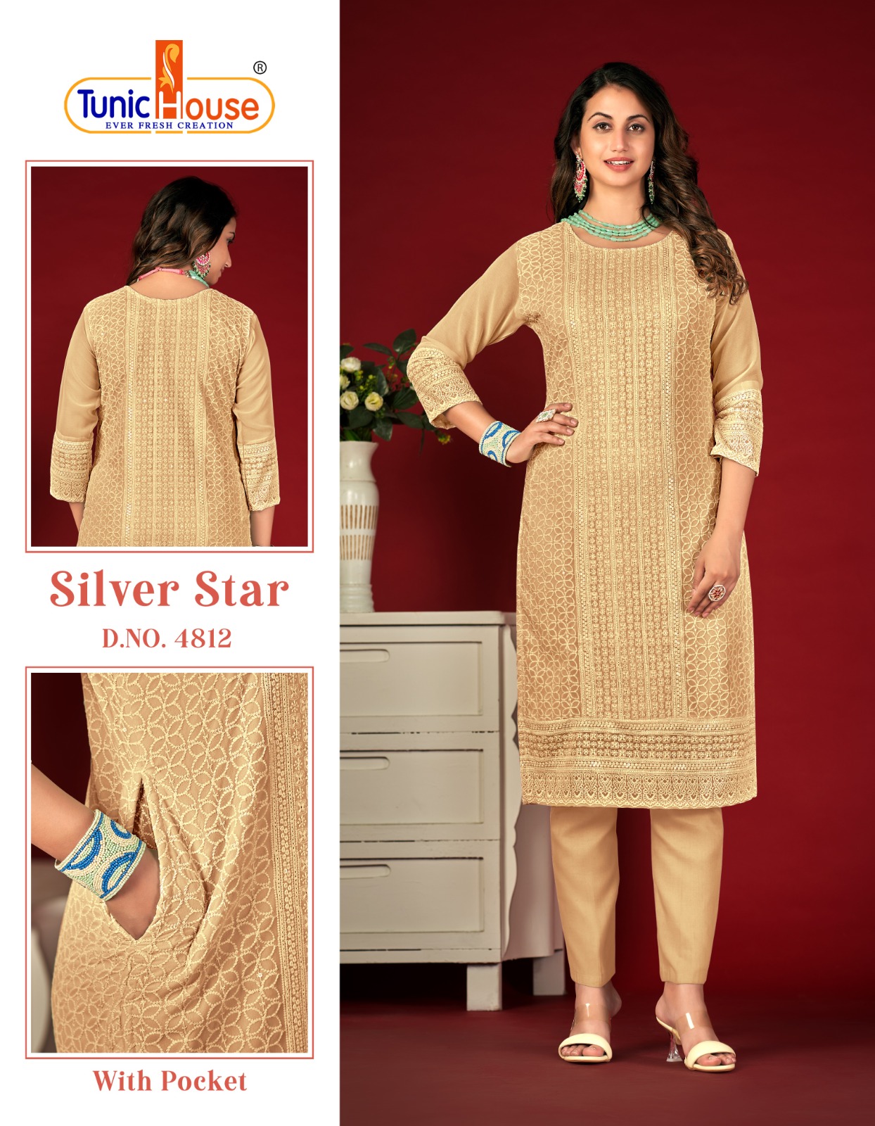 Tunic House Silver Star Georgette Wholesale Designer Fancy Kurtis Catalog — Wholesale Kurtis, MPA wholesale from Surat - Gallery Image 11