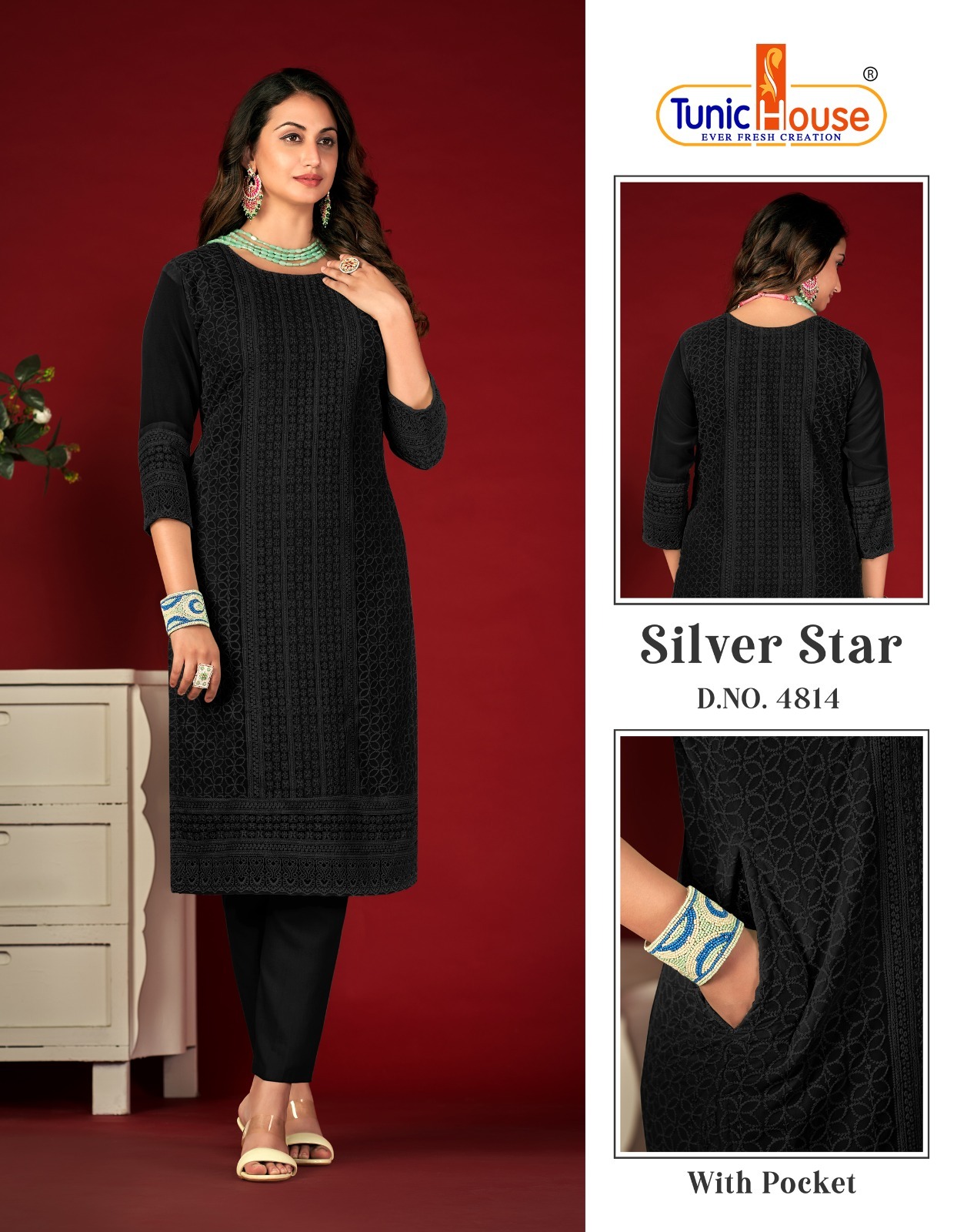 Tunic House Silver Star Georgette Wholesale Designer Fancy Kurtis Catalog — Wholesale Kurtis, MPA wholesale from Surat - Gallery Image 12