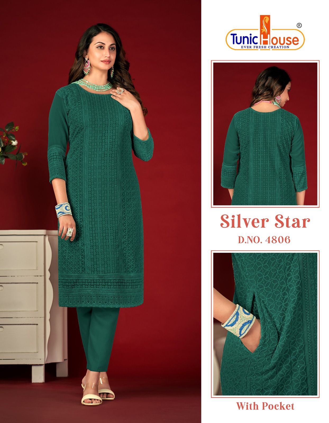 Tunic House Silver Star Georgette Wholesale Designer Fancy Kurtis Catalog — Wholesale Kurtis, MPA wholesale from Surat - Gallery Image 6