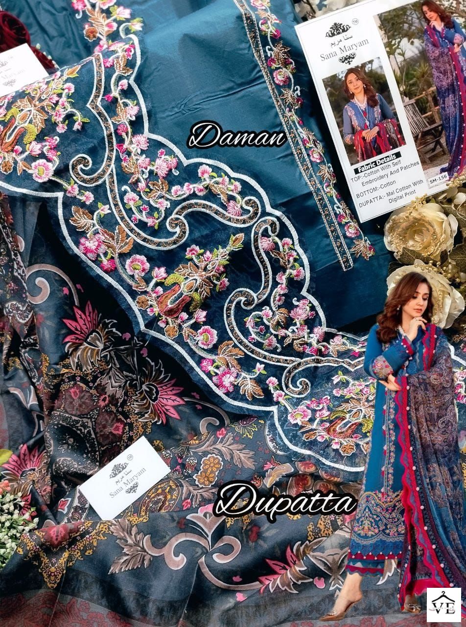 Sana Maryam SM-156 Cotton Wholesale Pakistani Suit — Wholesale Salwar Suits, MPA wholesale from Surat — view 4